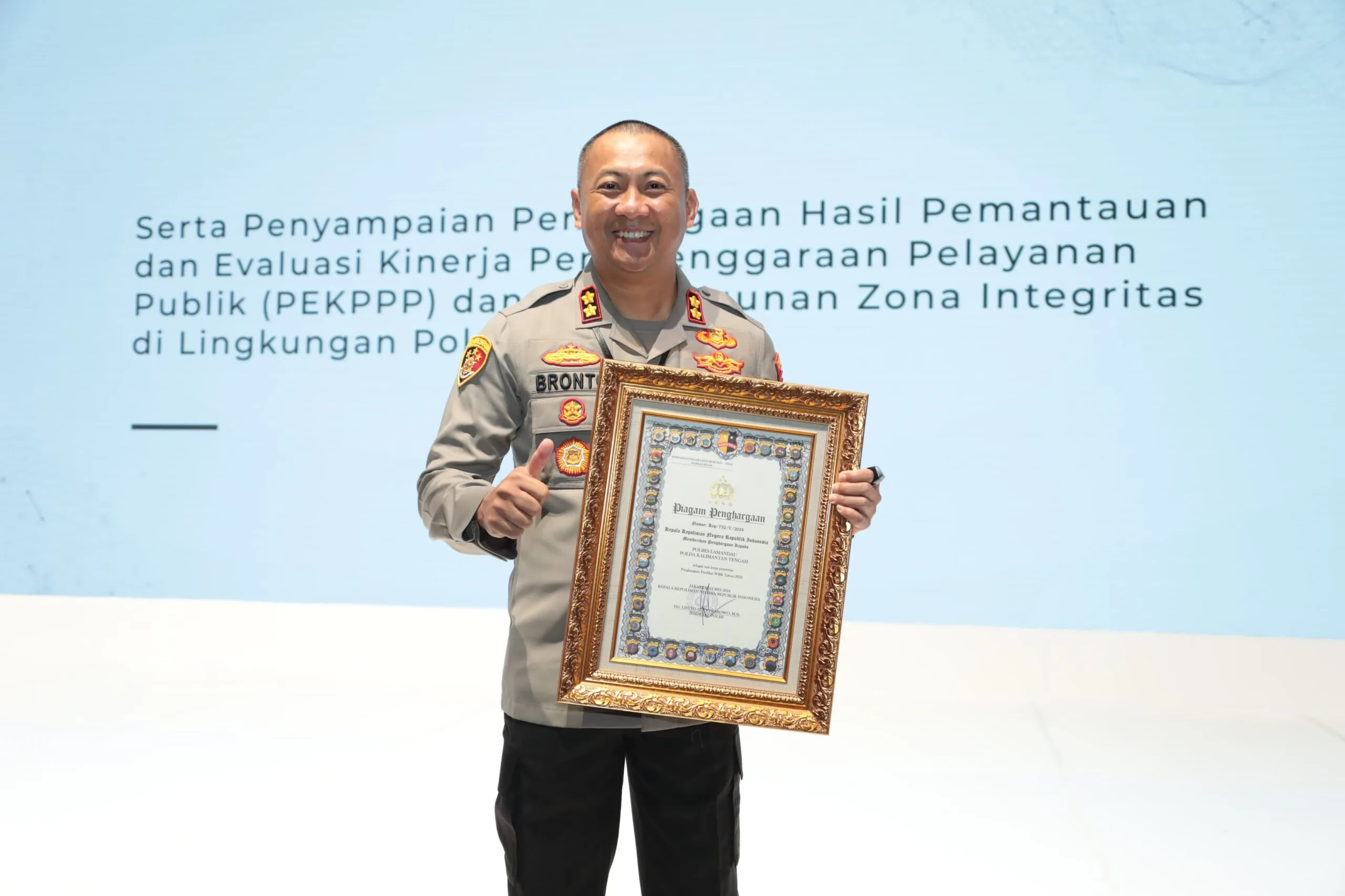 Prestasi, Kapolres Lamandau Terima Penghargaan WBK 2023 di Musrenbang Polri