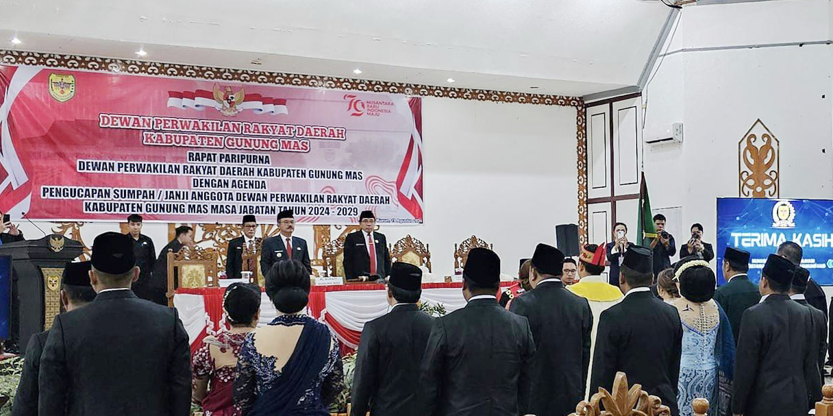 Pelantikan Anggota DPRD Kabupaten Gumas Masa Jabatan 2024-2029