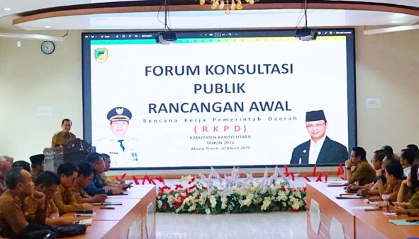 Mewakili Pj Bupati Barito Utara, Asisten Setda Yaser Arafat Buka Acara Konsultasi Publik RKPD 2026