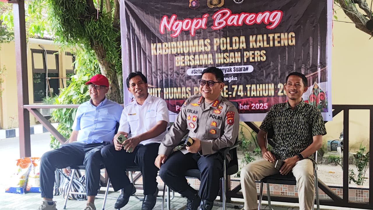 Polda Kalteng Ngopi Bareng Insan Pers Warnai HUT Humas Polri ke-74