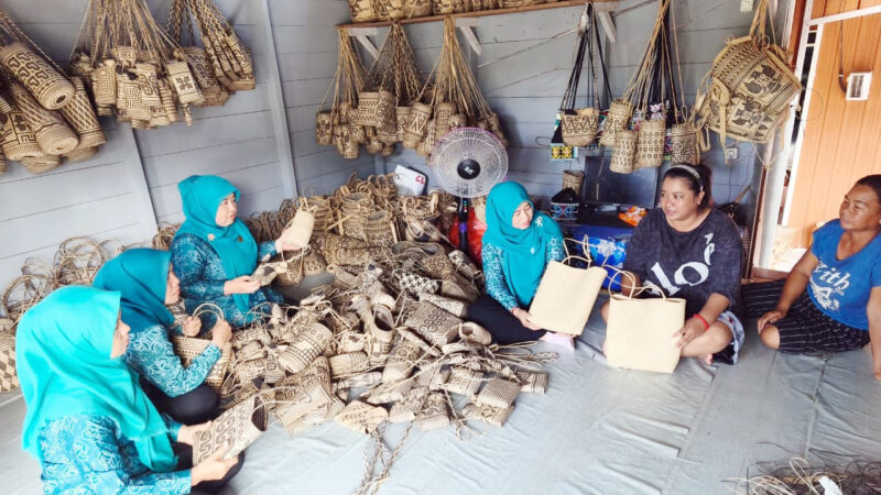 Ketua TP PKK Barut Dukung Penuh Upaya Pengembangan Usaha Pengrajin Anyaman Rotan Serta Produk Makanan Lokal