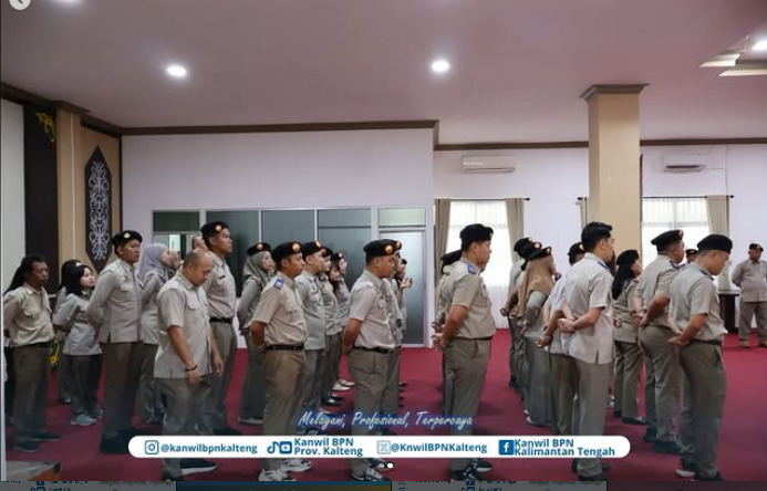 Apel Pagi BPN Kalteng Jadi Momentum Tingkatkan Kinerja dan Integritas Pegawai