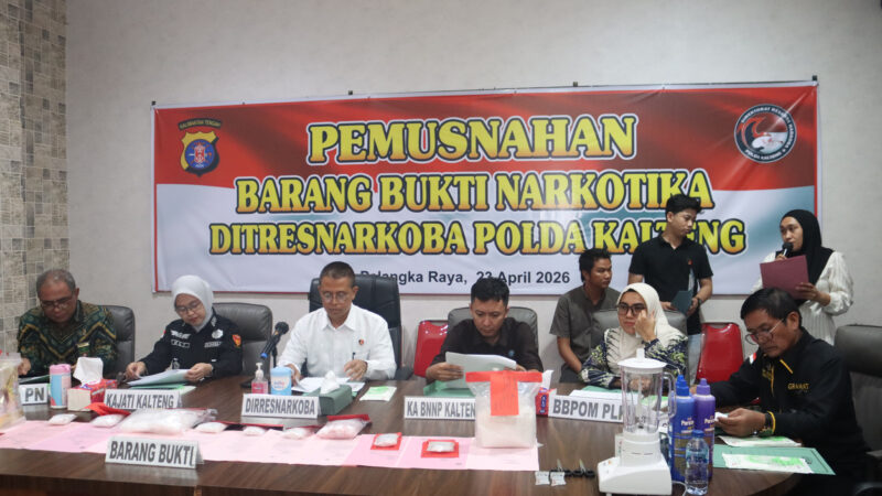 Polda Kalteng Musnahkan Narkoba Senilai Rp8,54 Miliar, 21 Tersangka Dibekuk dari 13 Kasus