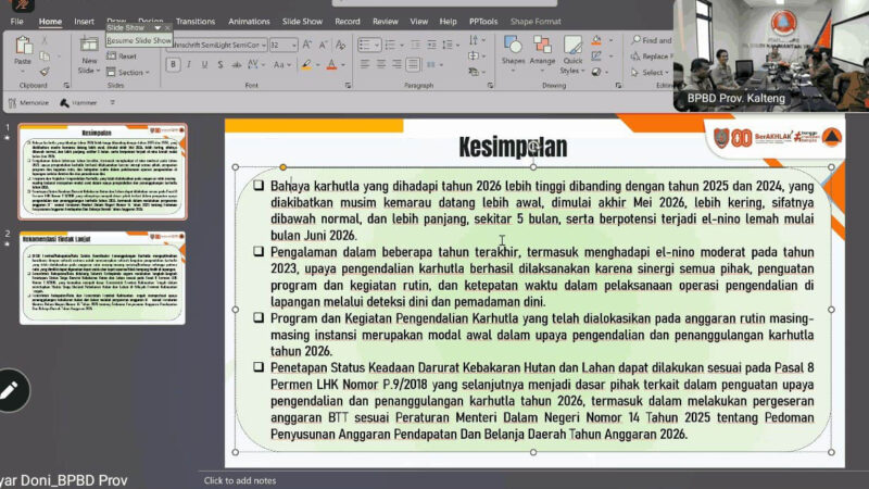 Kalaksa BPBD Kalteng Sampaikan Bahaya Karhutla Tahun Ini Diperkirakan Lebih Tinggi dari Tahun 2025 dan 2024