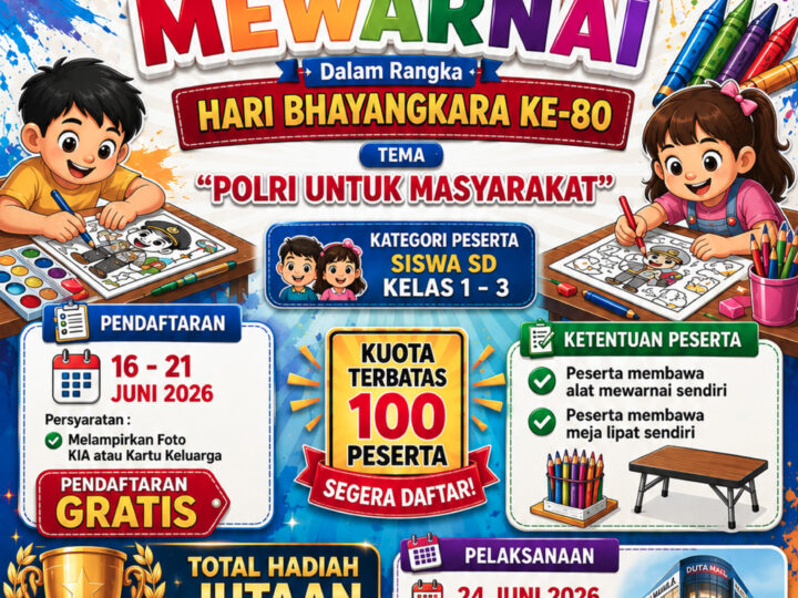Polda Kalteng Ajak Siswa SD Ikuti Lomba Mewarnai Hari Bhayangkara ke-80