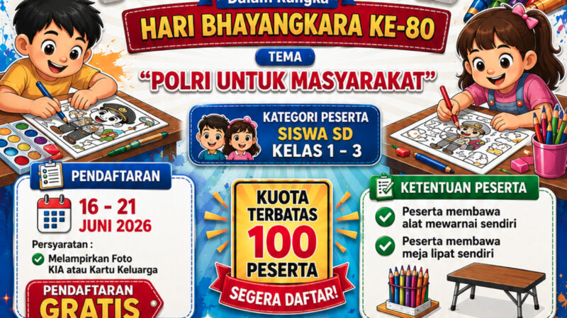 Polda Kalteng Ajak Siswa SD Ikuti Lomba Mewarnai Hari Bhayangkara ke-80