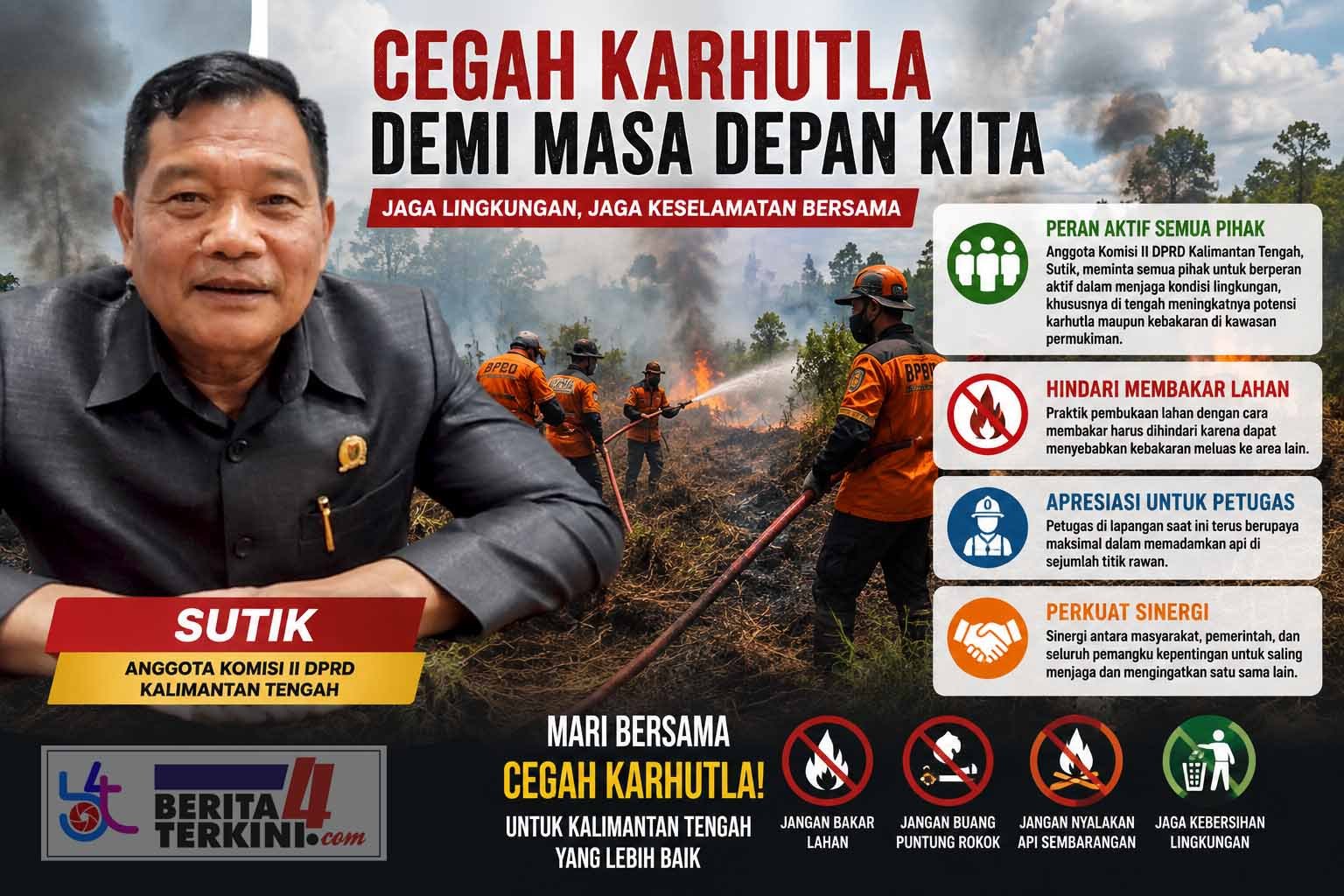 Cuaca Panas Picu Risiko Karhutla, Warga Diminta Bijak Gunakan Listrik dan Kelola Lahan