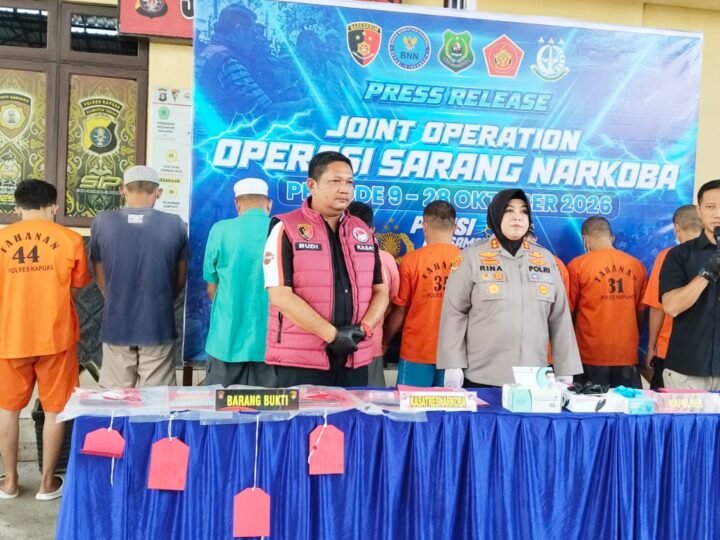 Polres Kapuas Ungkap 8 Kasus Narkoba, Sembilan Tersangka dan 266 Gram Sabu Diamankan